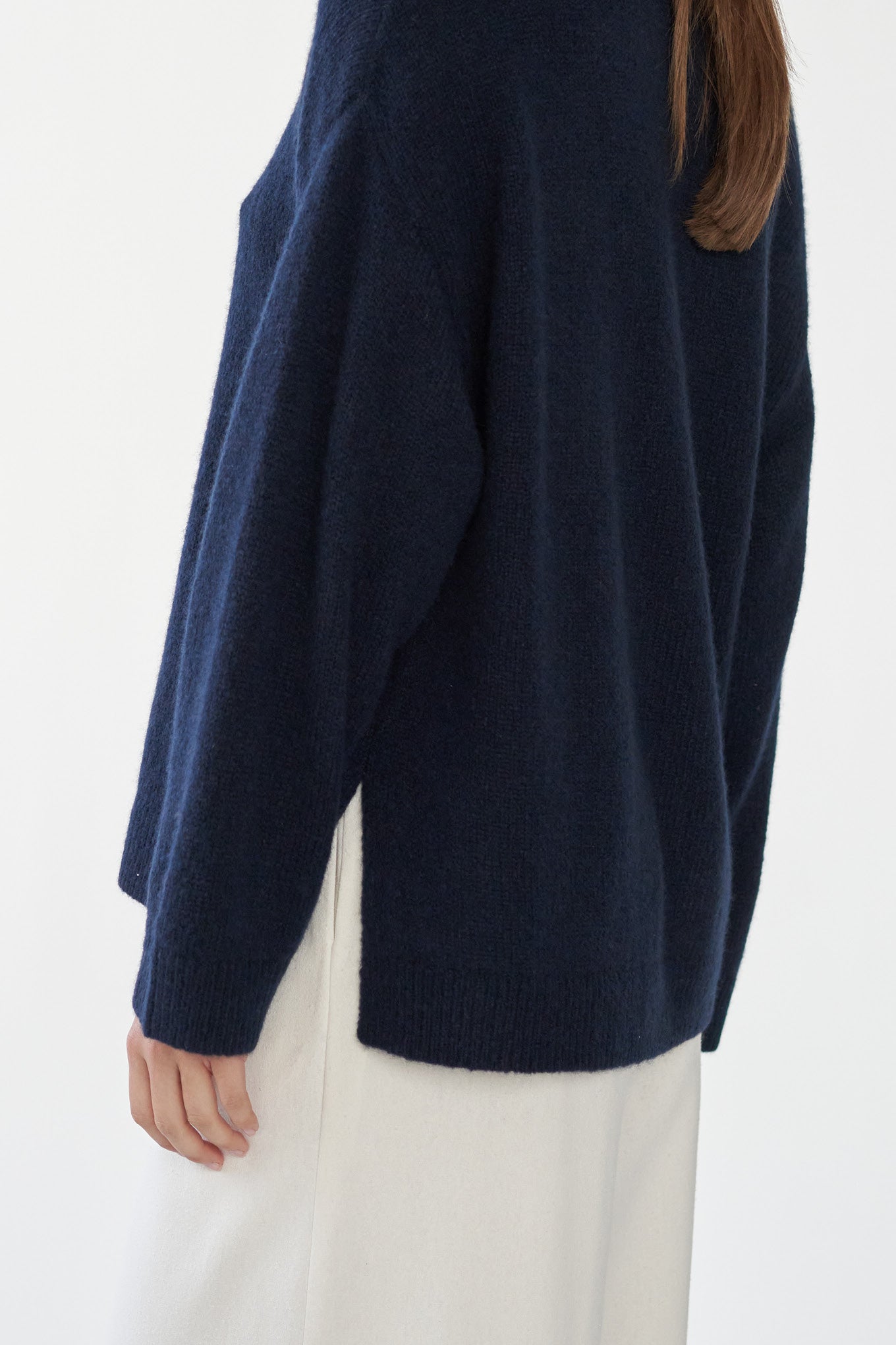 BEZ CREW KNIT - NAVY - SILK/CASHMERE