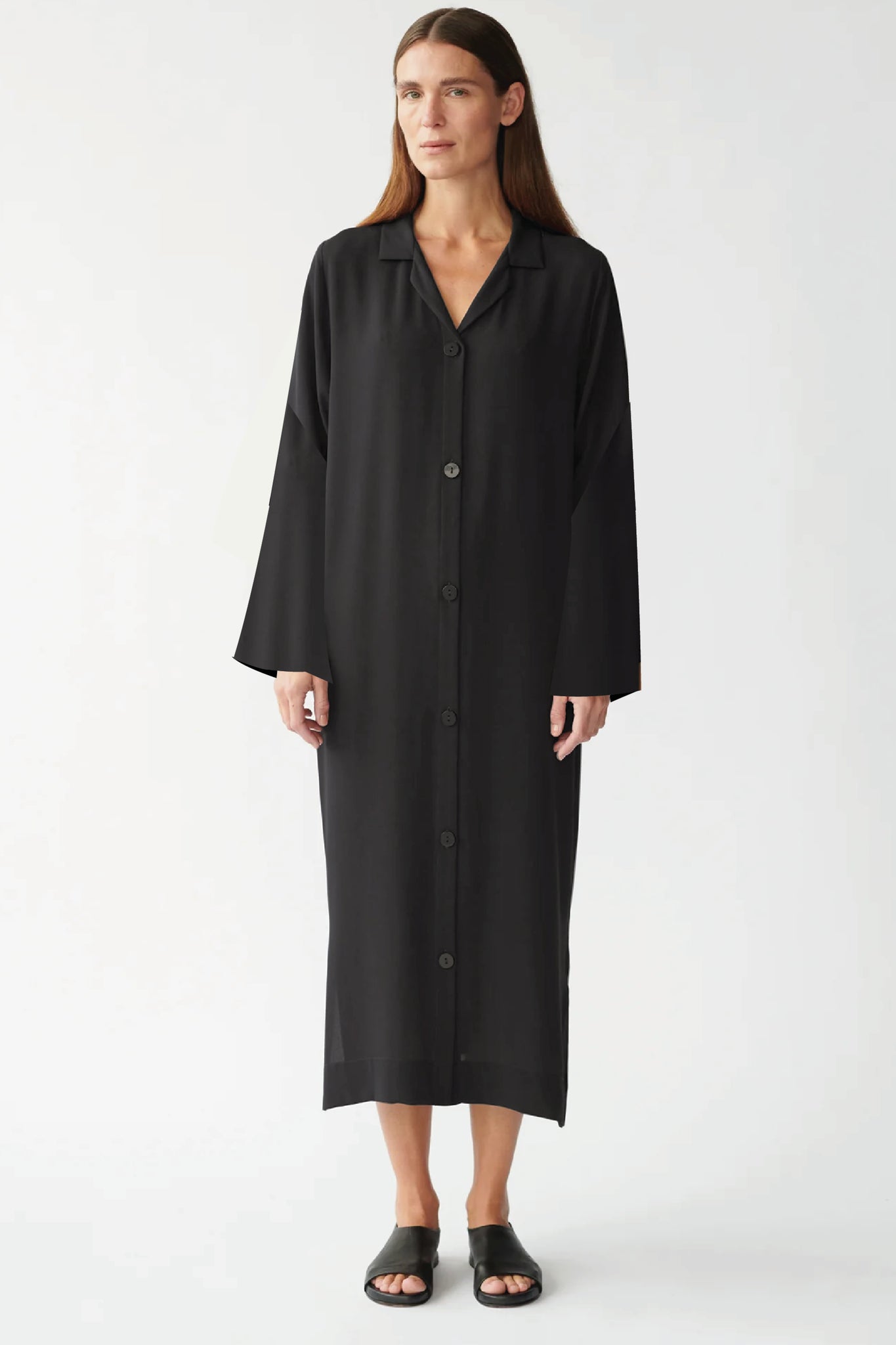 BARNEY LS SHIRT DRESS - BLACK