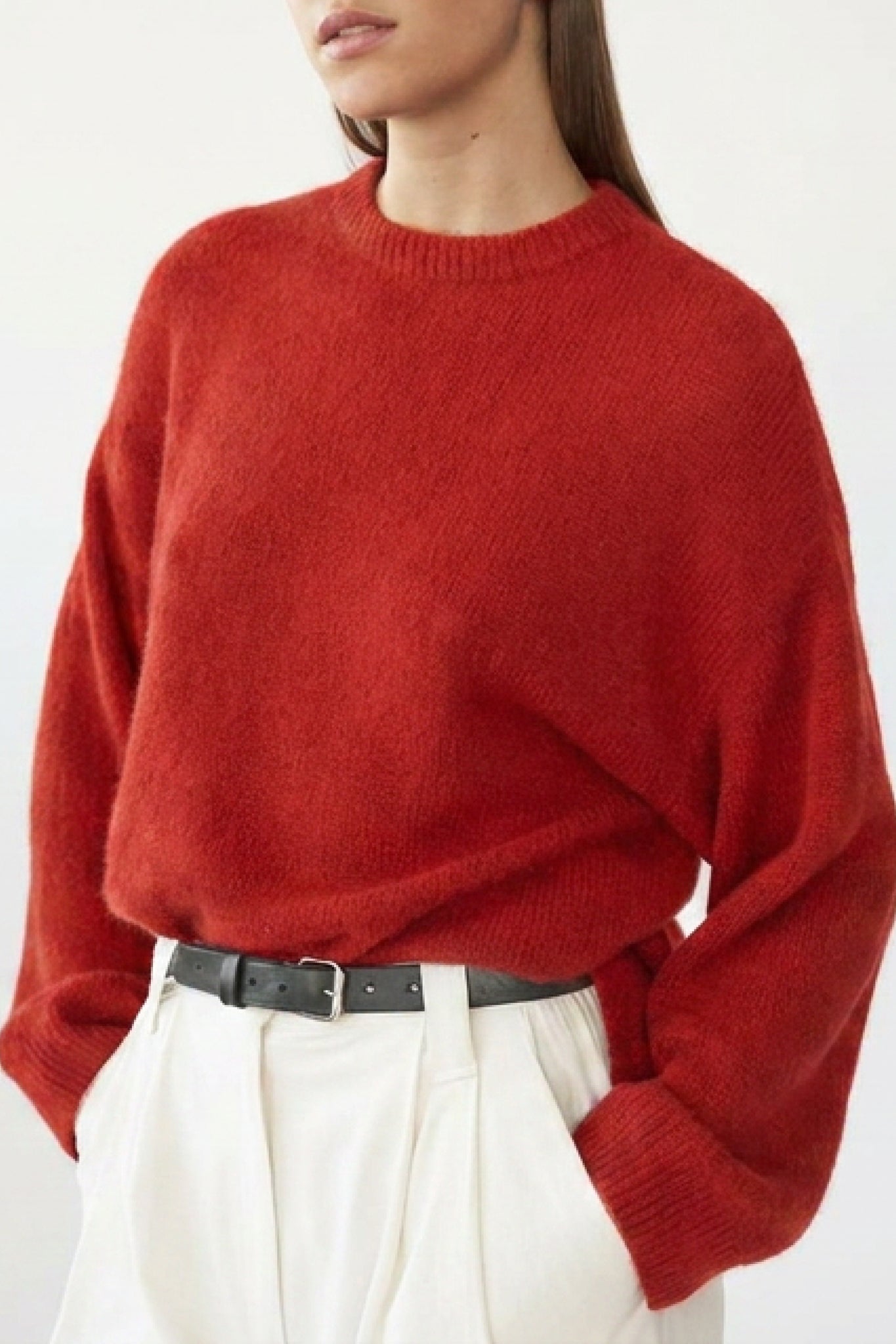 BEZ CREW KNIT - CARDINAL RED - SILK/CASHMERE