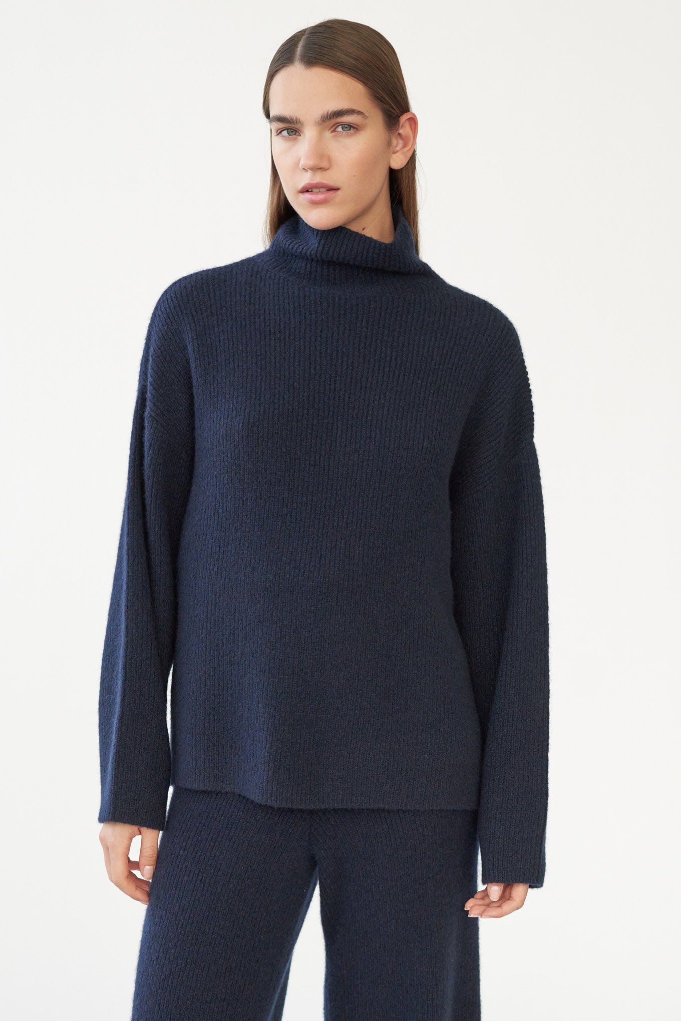 BEZ RIB KNIT - NAVY - SILK/CASHMERE