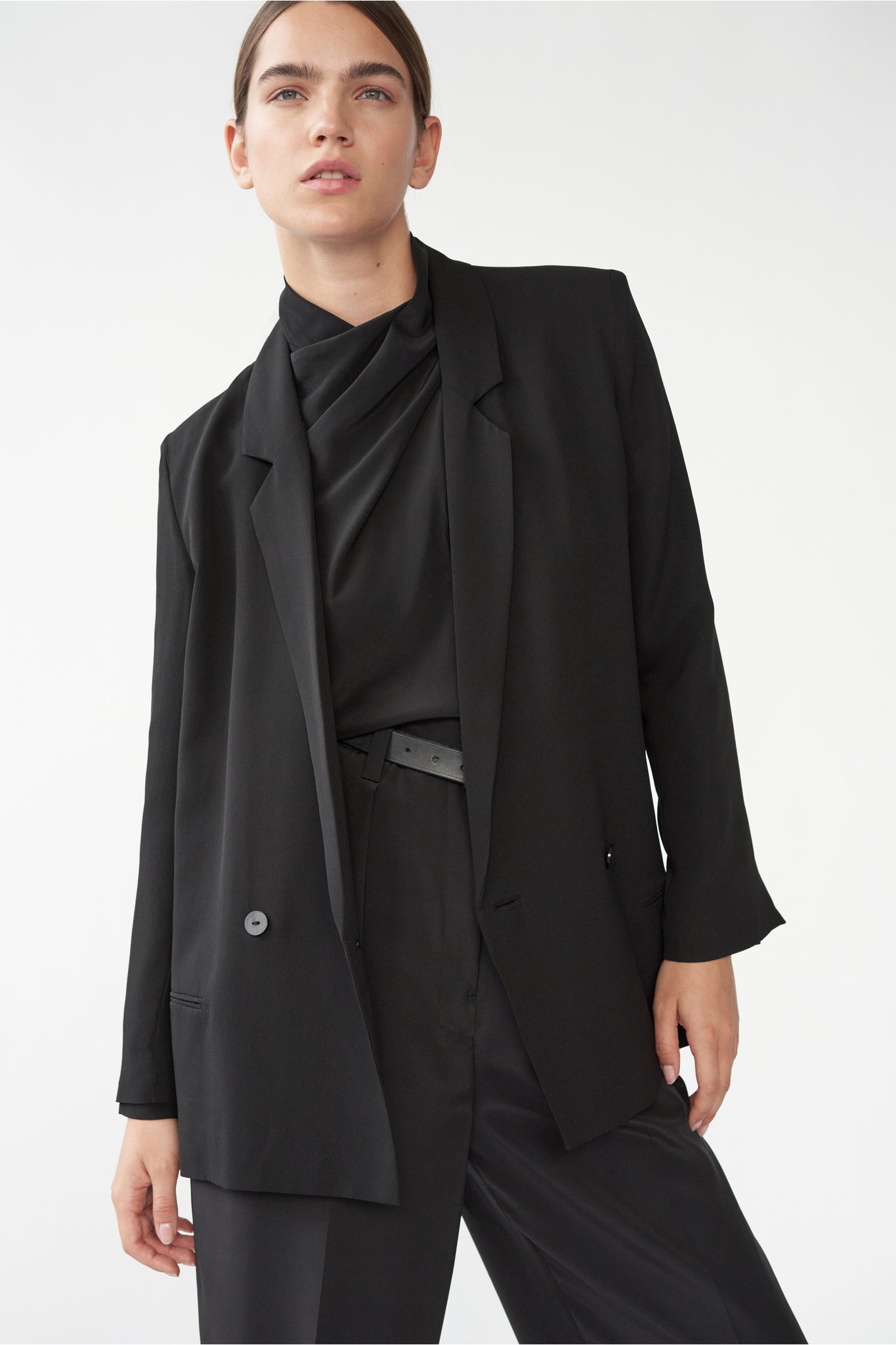 HARPERS BLAZER - BLACK - SILK GEORGETTE