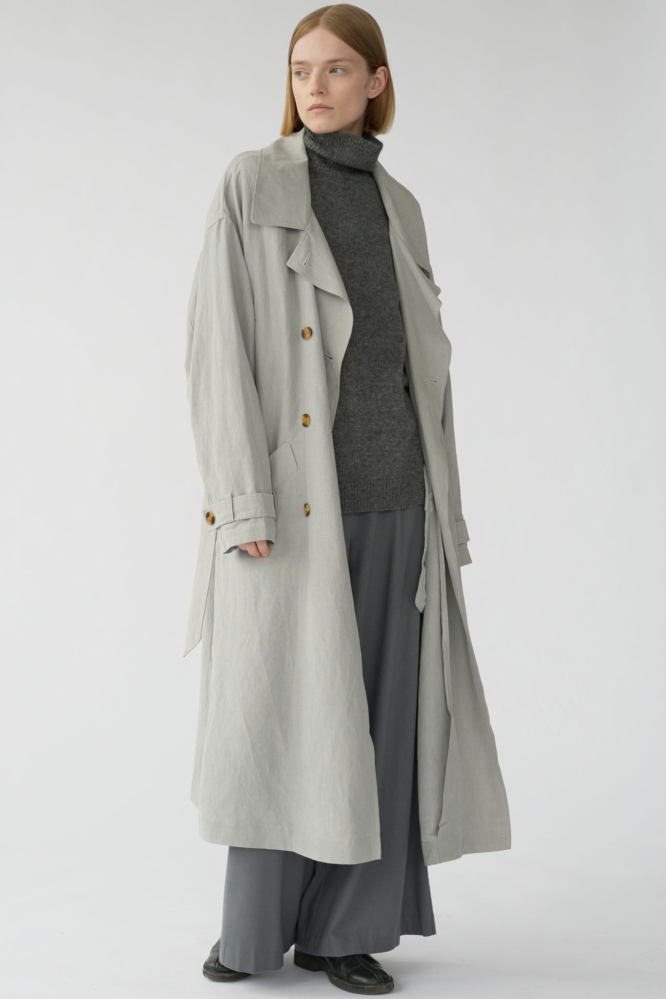 LAUREN COAT - LIGHT GREY - SILK/LINEN