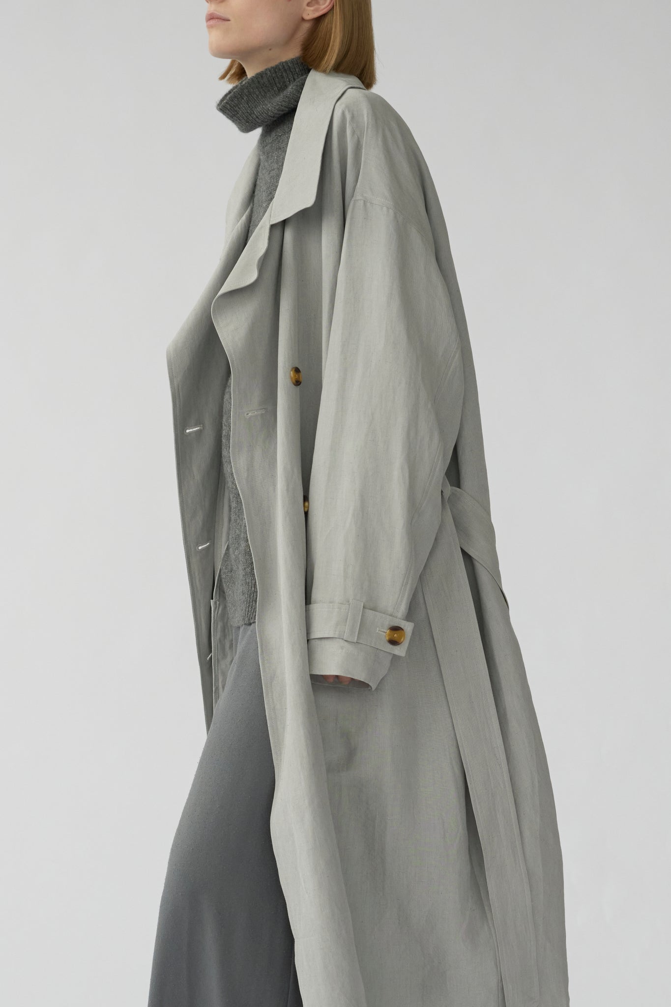 LAUREN COAT - LIGHT GREY - SILK/LINEN