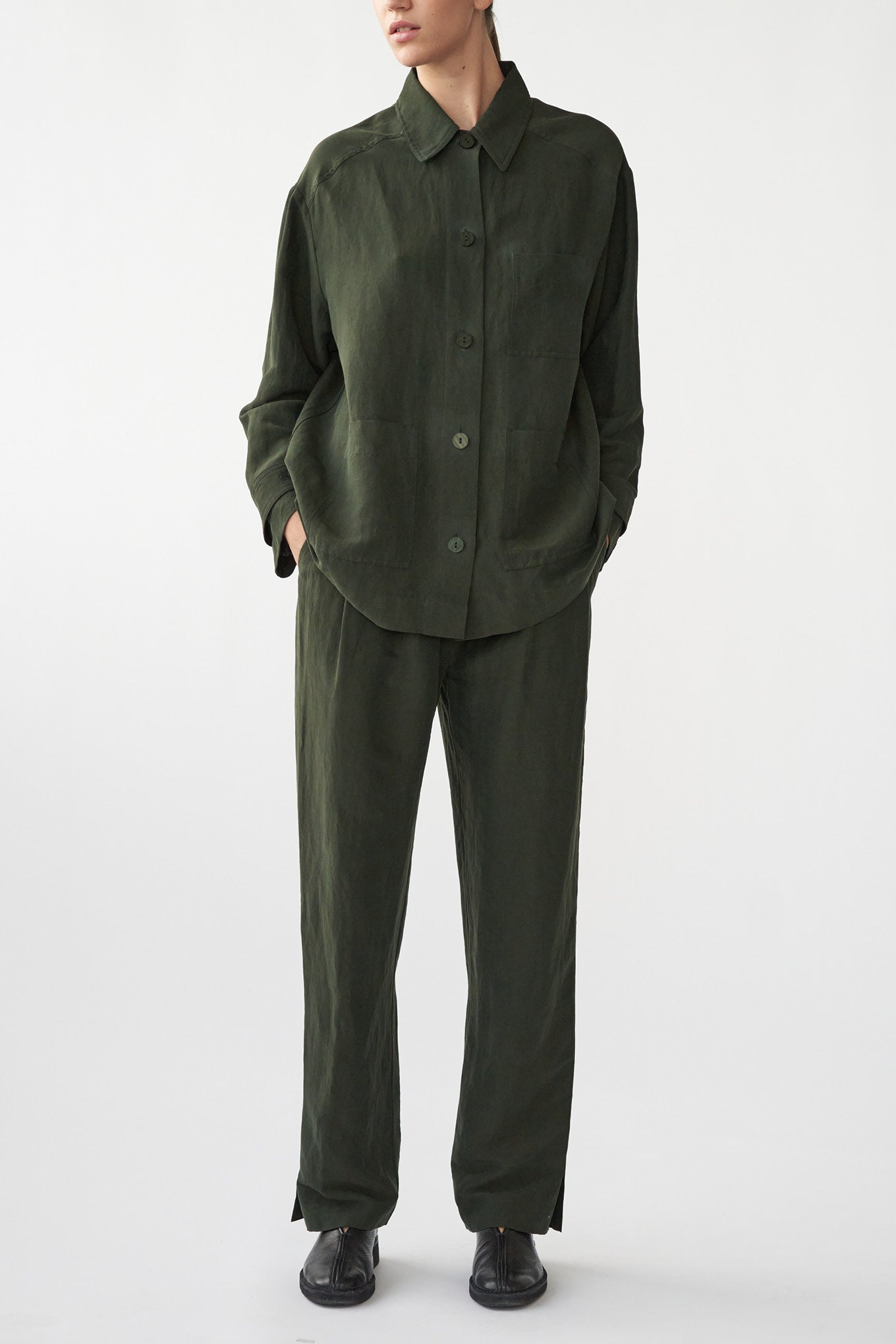 MARA JACKET - FOREST GREEN - SILK/LINEN