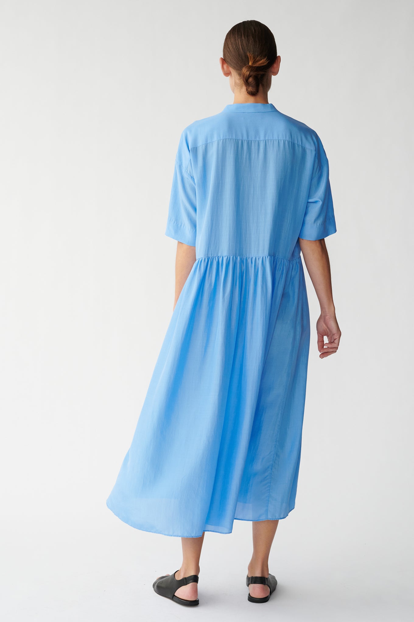 BLAKE DRESS - PACIFIC BLUE - RECYCLED SILK/SILK