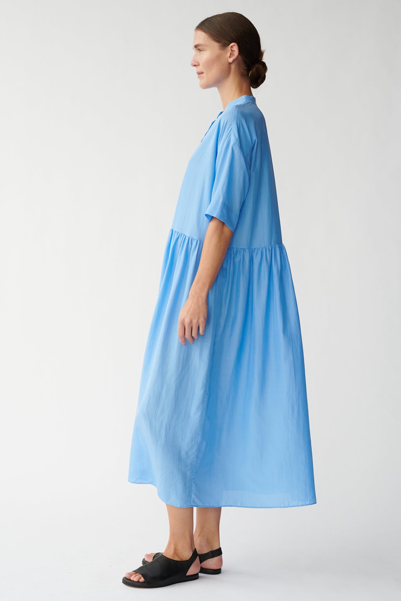 BLAKE DRESS - PACIFIC BLUE - RECYCLED SILK/SILK