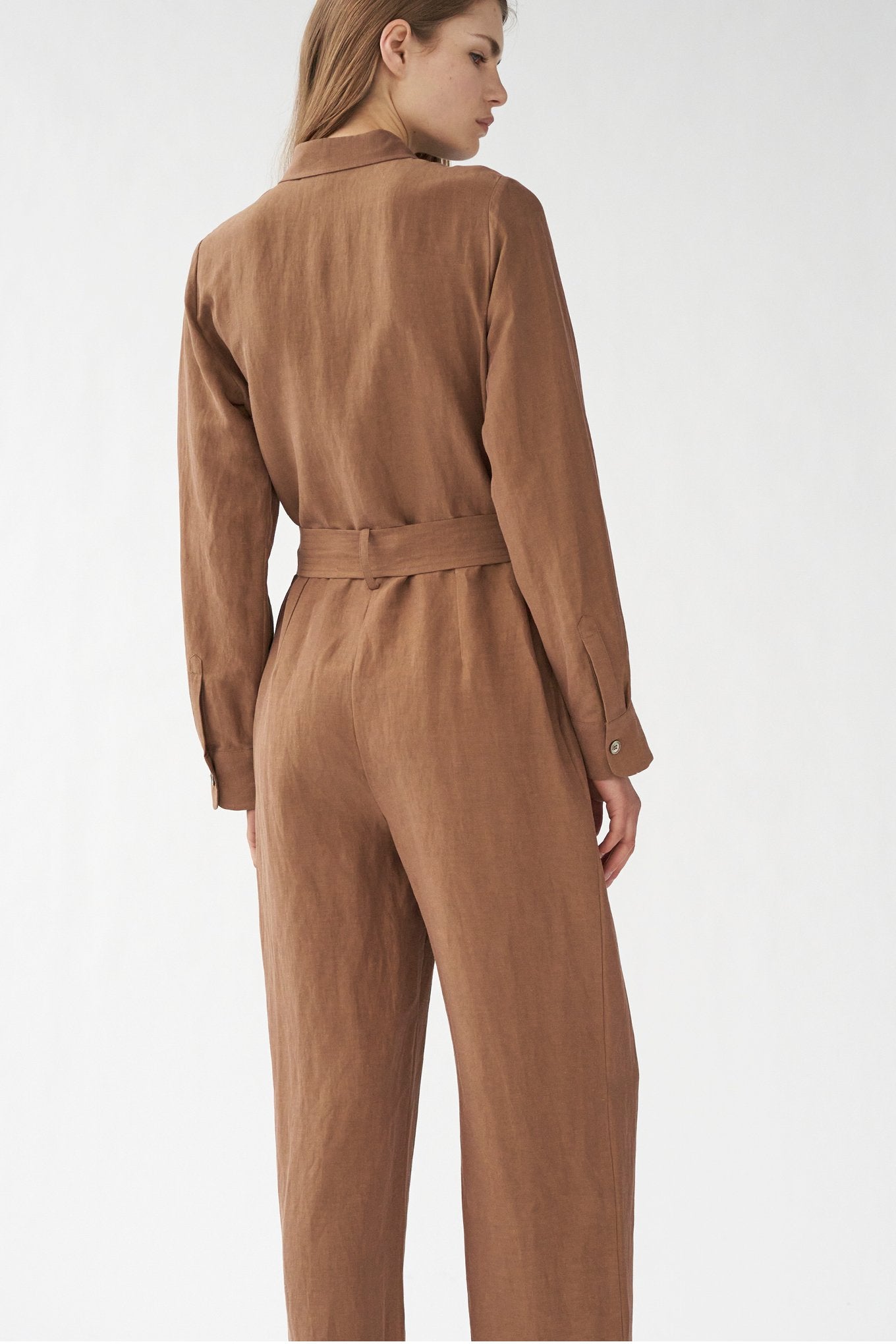 RLIN512GD - Linen Jumpsuit with Cotton Rib – Los Angeles Apparel