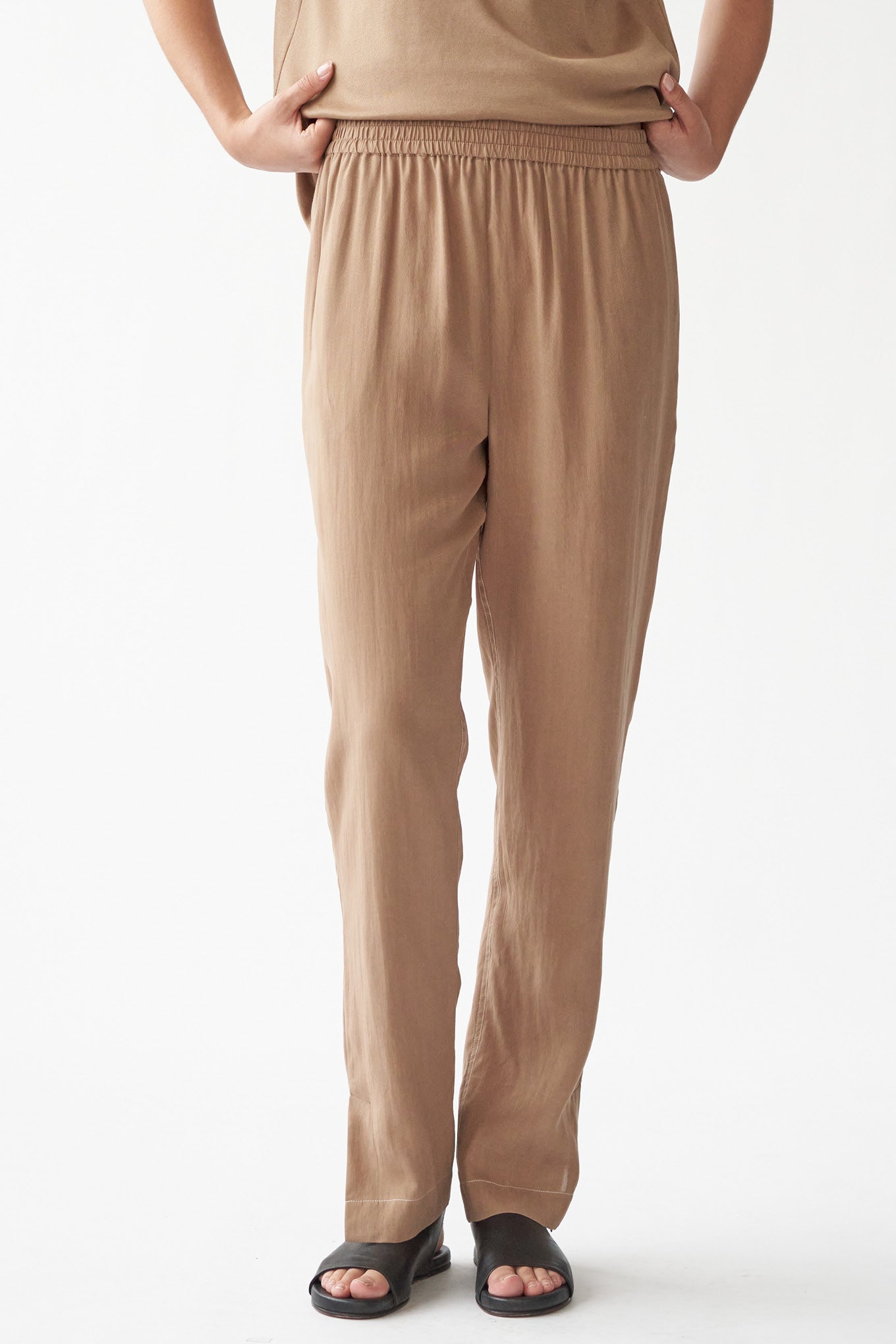 ELI SLIT PANTS - TOBACCO