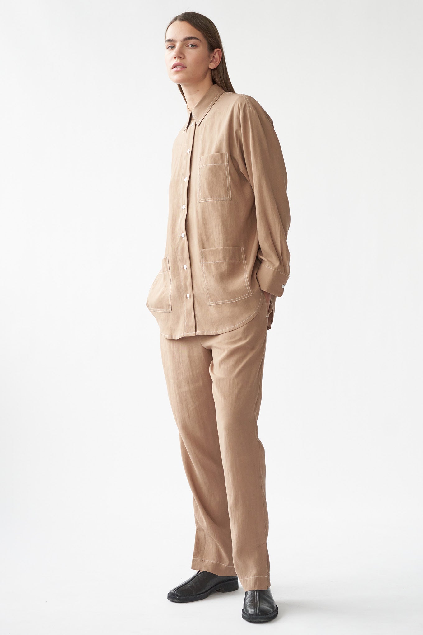 ELI SLIT PANTS - TOBACCO