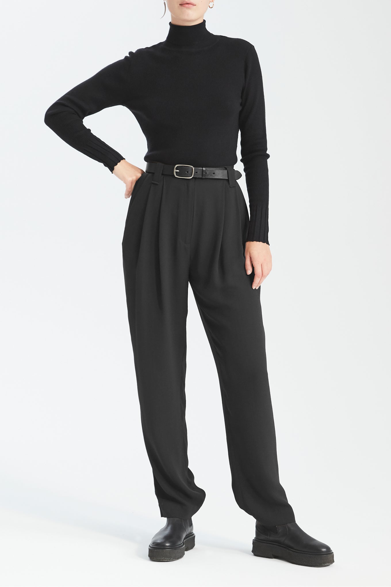 HARRY PANTS - BLACK - SILK GEORGETTE