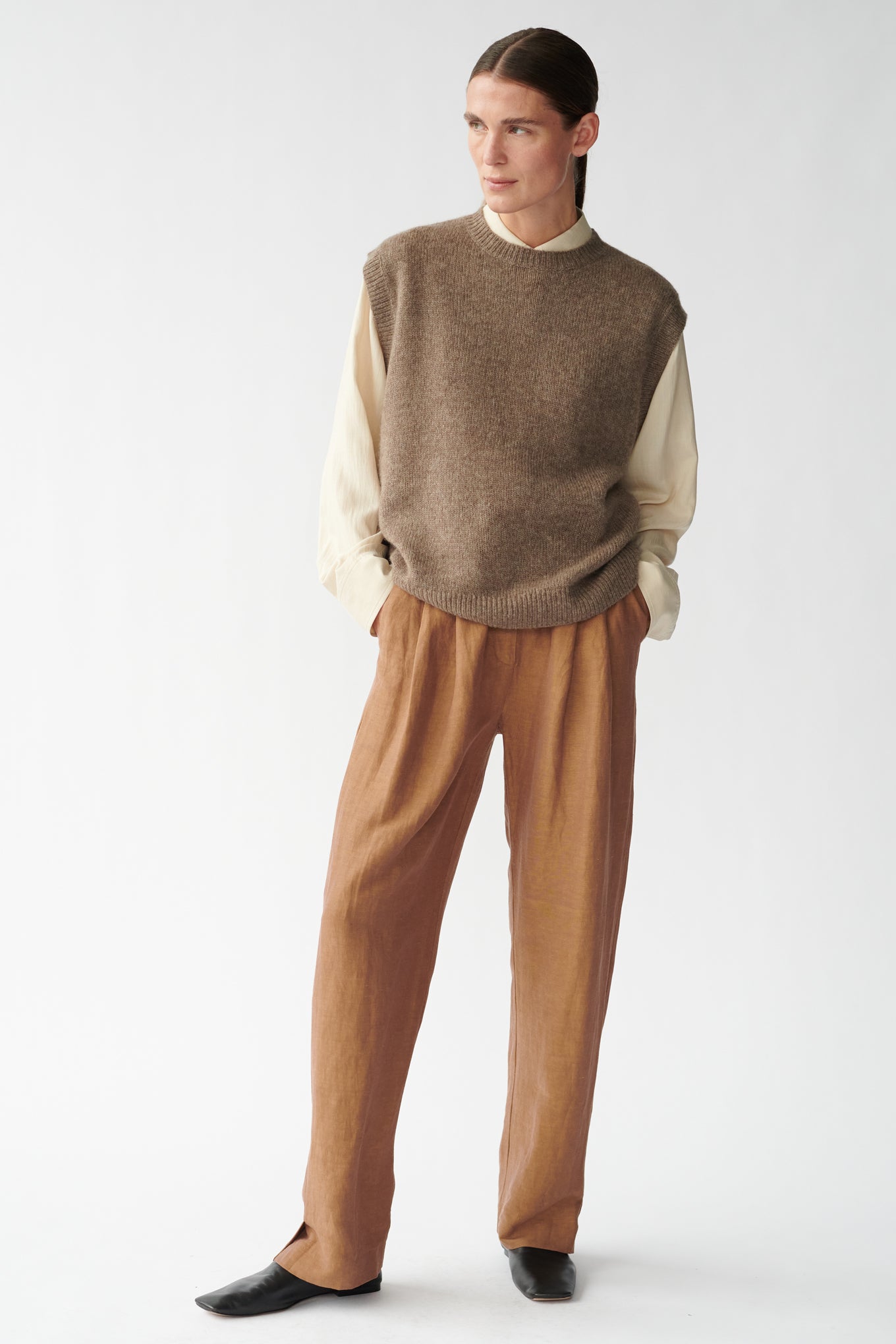 MAE KNIT VEST - HAZELNUT - SILK/CASHMERE