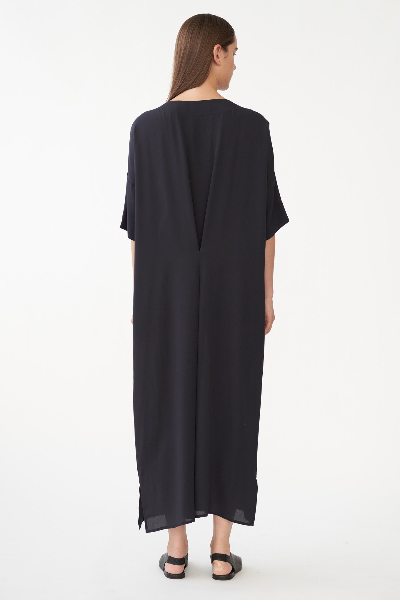 MAIA LONG DRESS - DARK NAVY - SILK GEORGETTE
