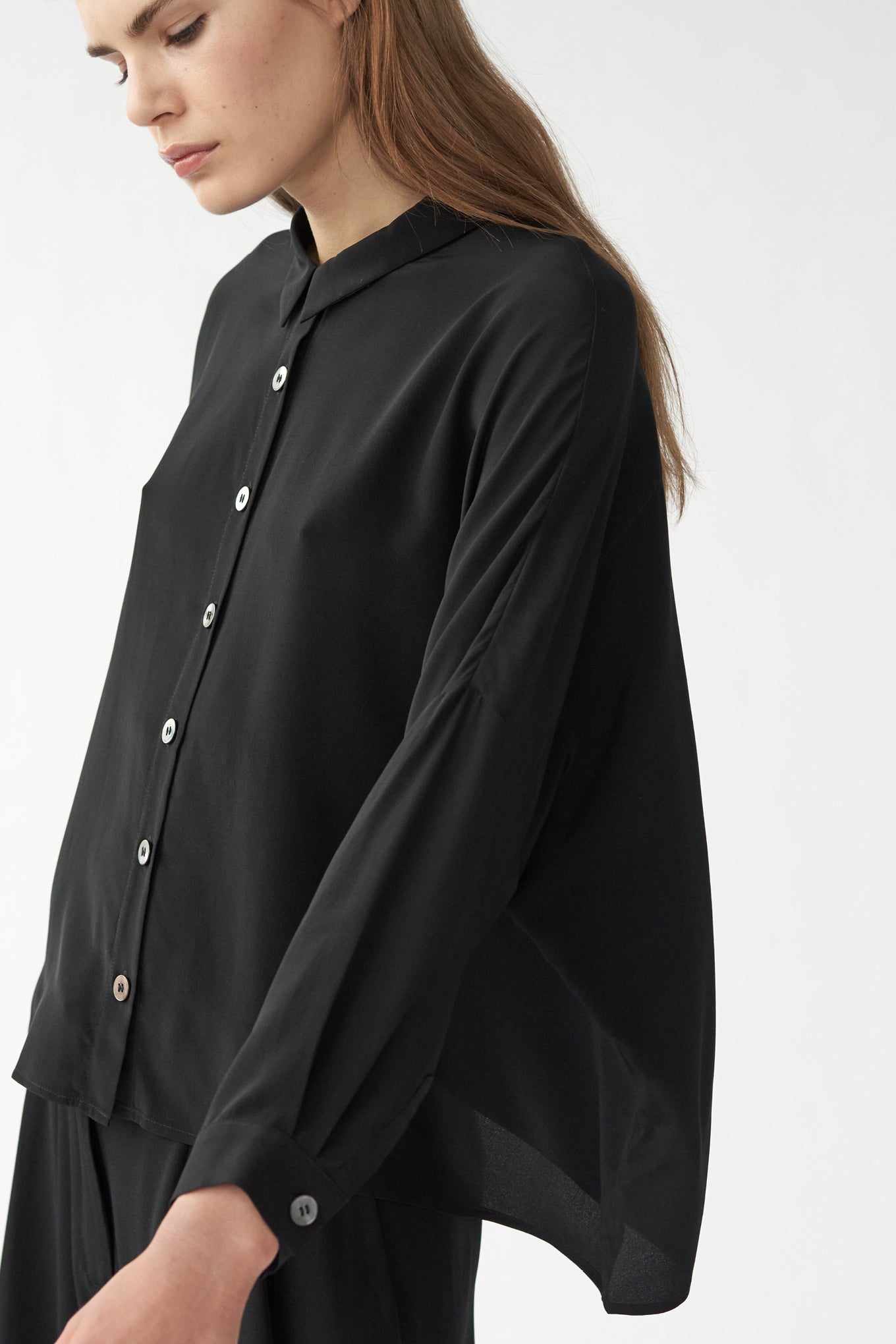 NEMO SHIRT - BLACK - SAND WASHED CREPE DE CHINE SILK