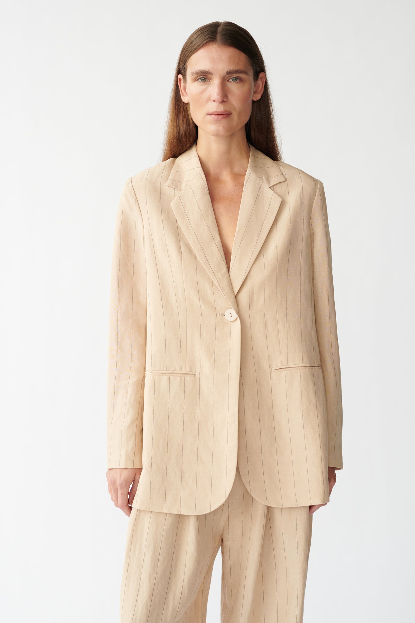 OTIS BLAZER - OYSTER PINSTRIPE - SILK/LINEN