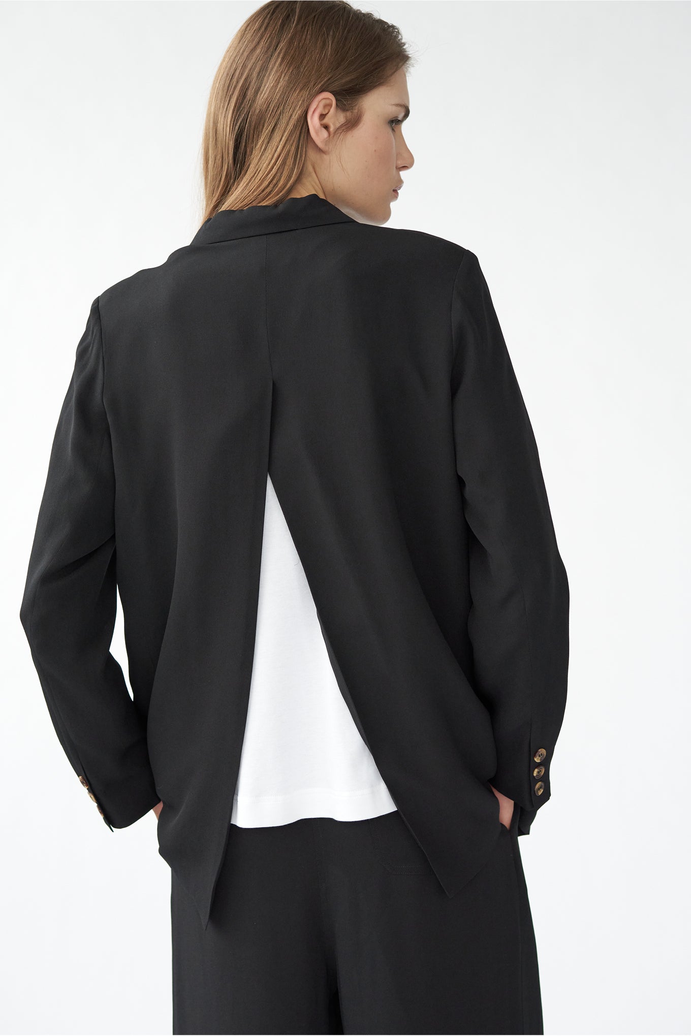 OTIS BLAZER - BLACK - SILK GEORGETTE