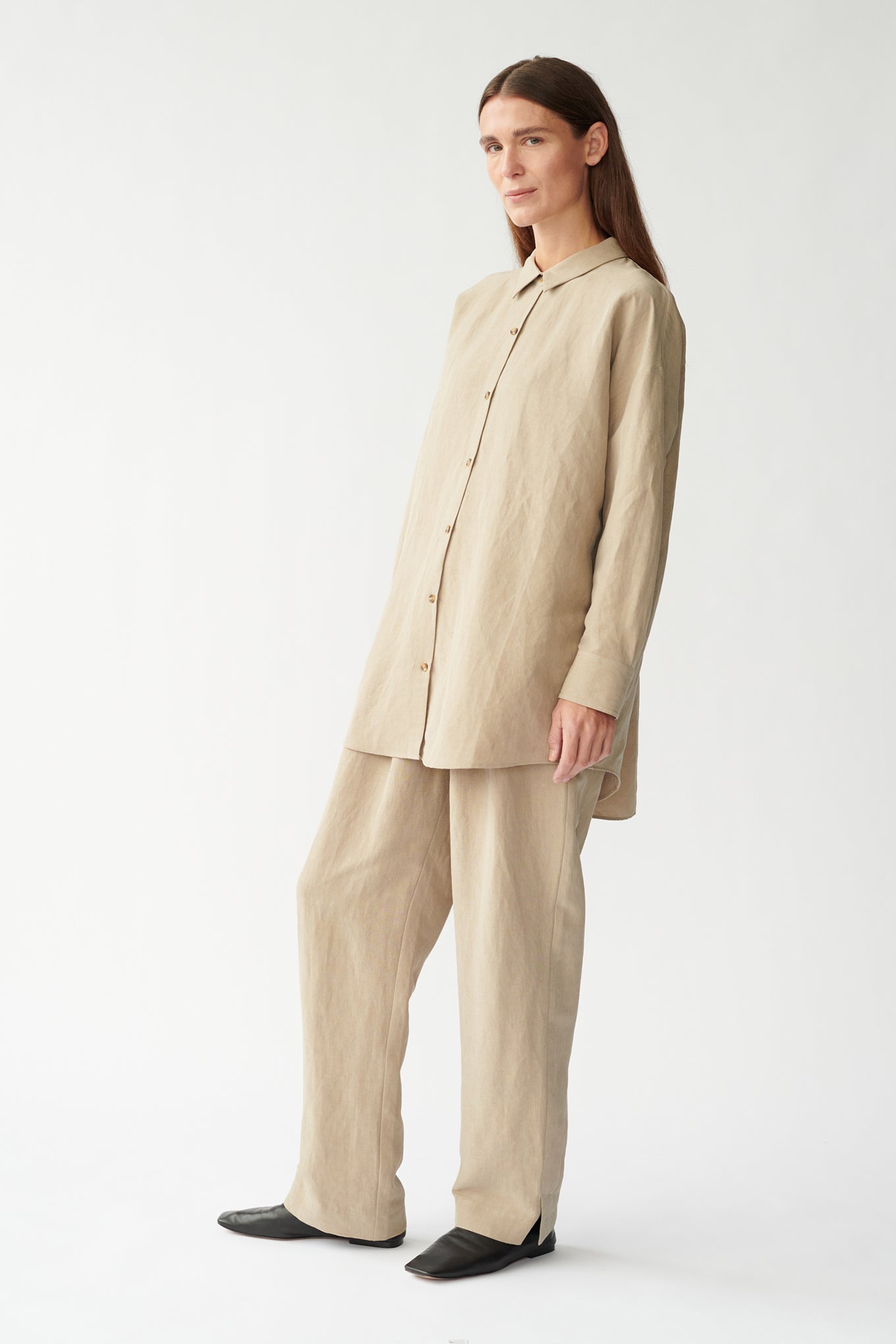 BIANCA LS SHIRT - SAND - SILK/LINEN