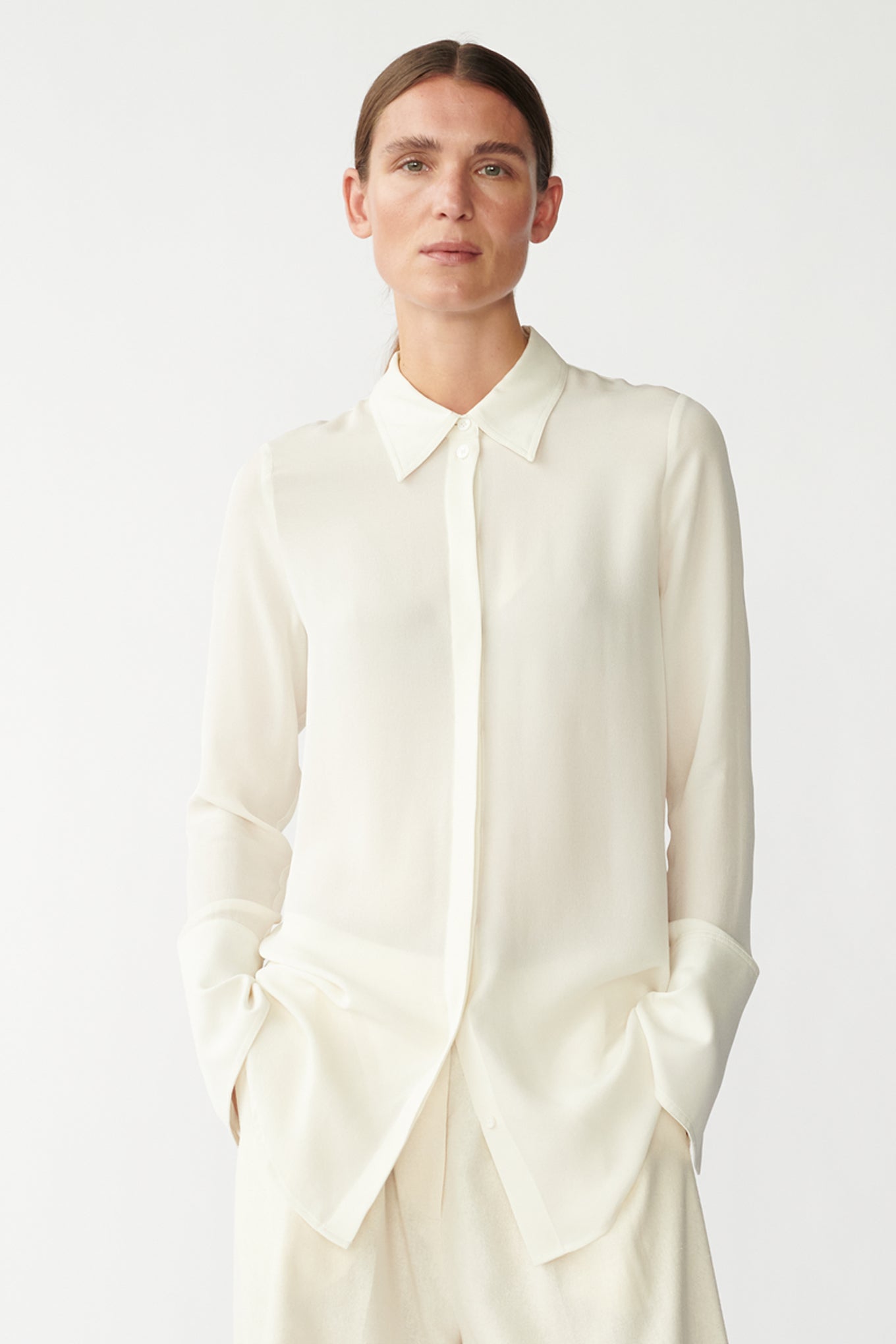 VALENTIN SHIRT - IVORY - SAND WASHED CREPE DE CHINE