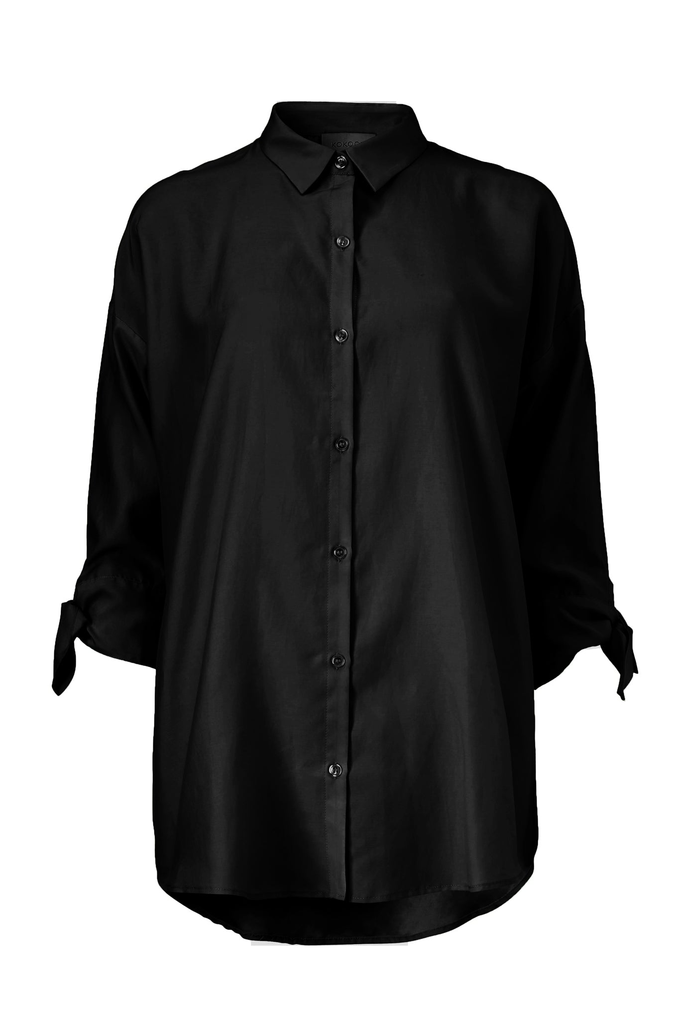 BIANCA BOW SHIRT - BLACK - SILK/COTTON